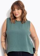 Blusa Verde Escuro em Crepe Plano