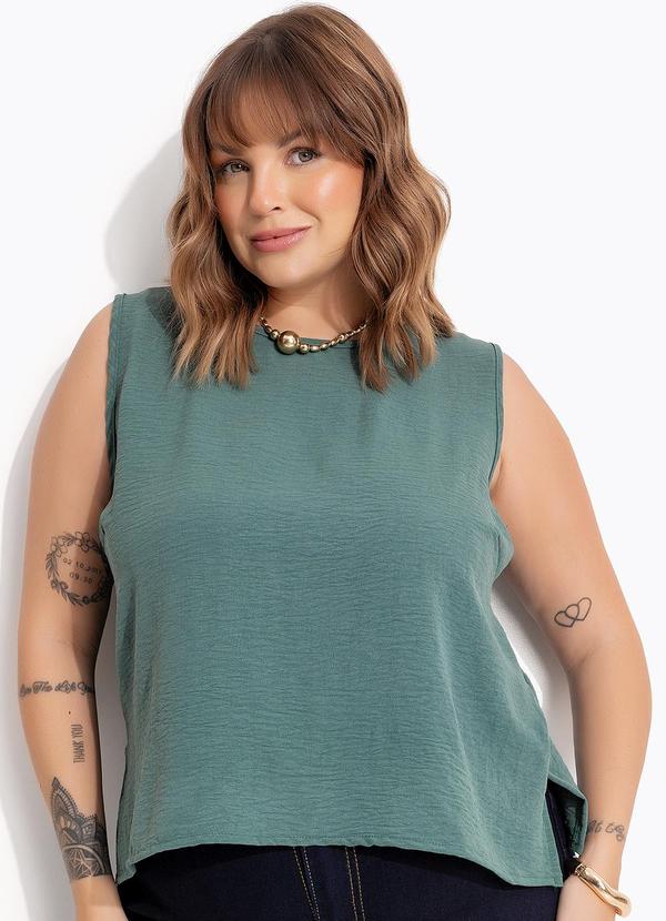 Blusa (Verde Escuro) em Crepe Plano