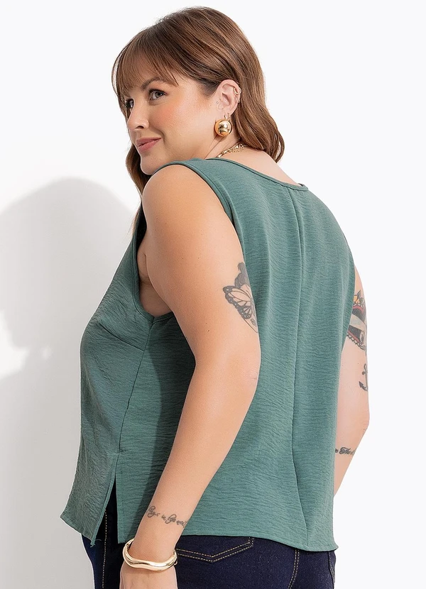 Marguerite - Blusa Verde Escuro em Crepe Plano 2