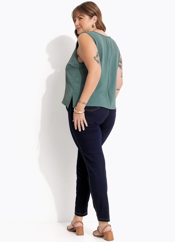 Marguerite - Blusa Verde Escuro em Crepe Plano 5