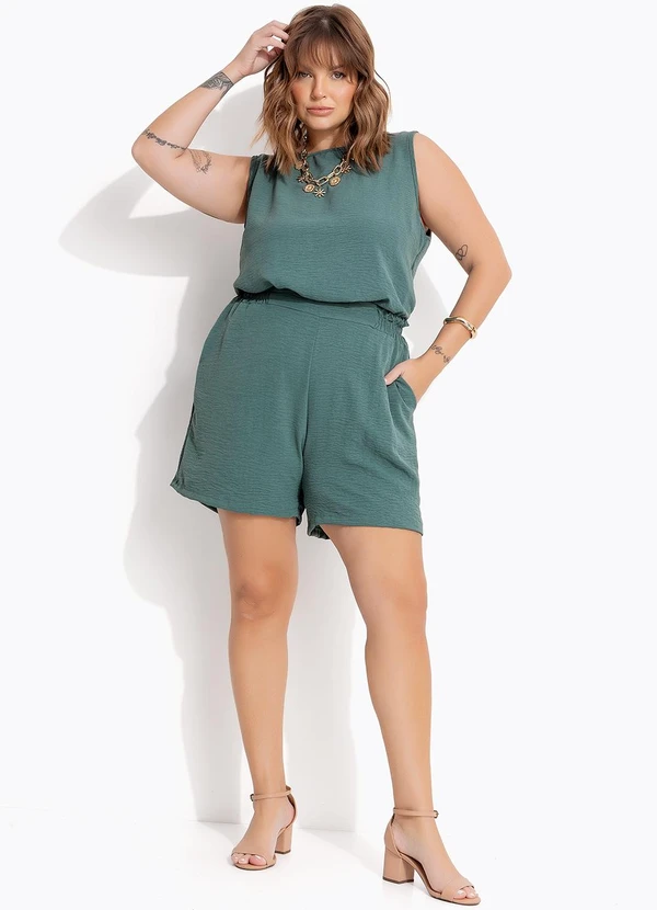Marguerite - Blusa Verde Escuro em Crepe Plano 6