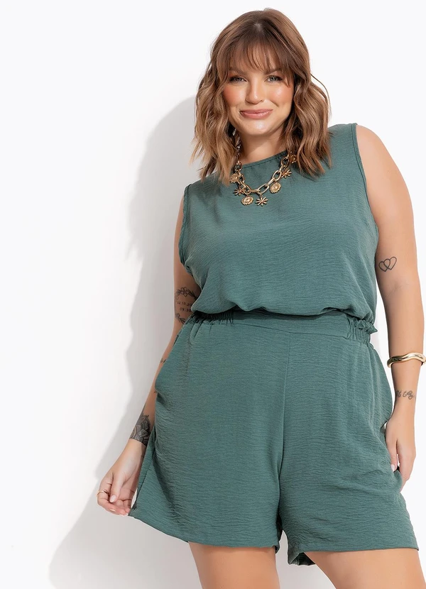 Marguerite - Blusa Verde Escuro em Crepe Plano 9