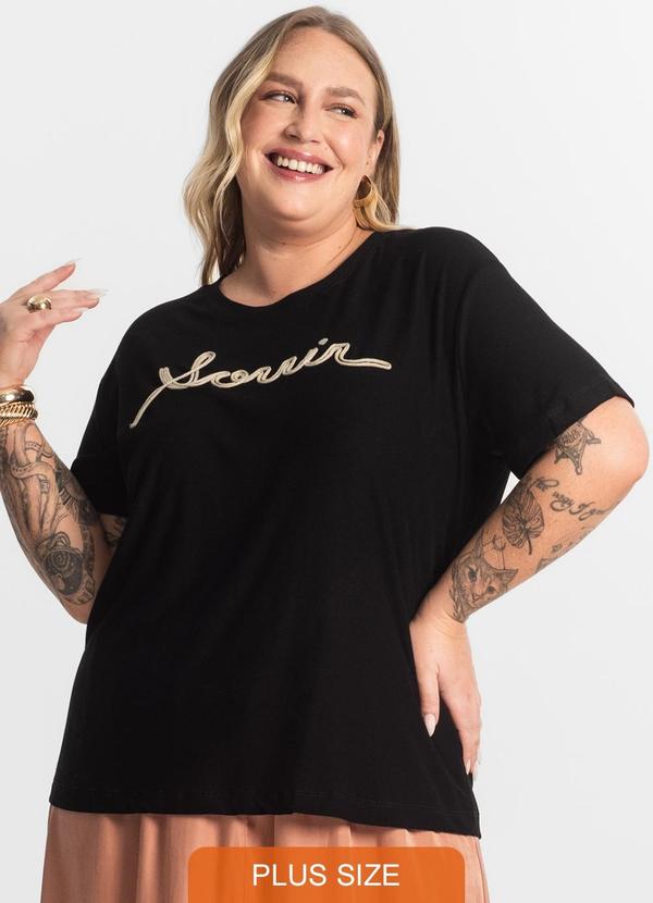 Secret Glam - Blusa Viscose Plus Size Preto