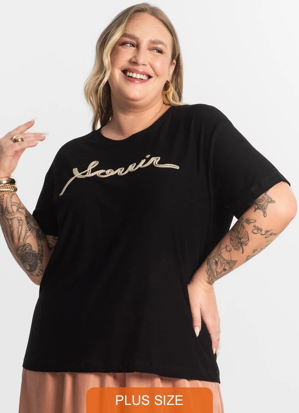 Secret Glam - Blusa Viscose Plus Size Preto