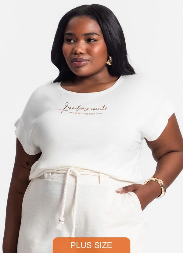 Secret Glam - Camiseta Feminina Estampada Bege