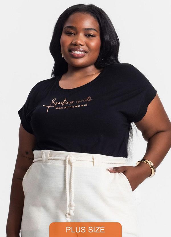 Secret Glam - Camiseta Feminina Estampada Preto