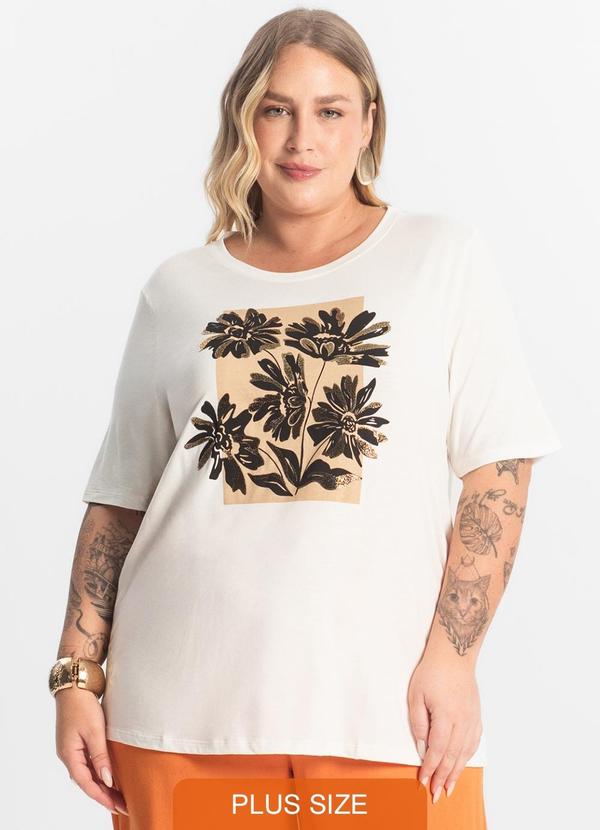Secret Glam - Camiseta Feminina Manga Curta Bege
