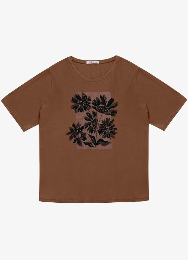 Secret Glam - Camiseta Feminina Manga Curta Marrom 2