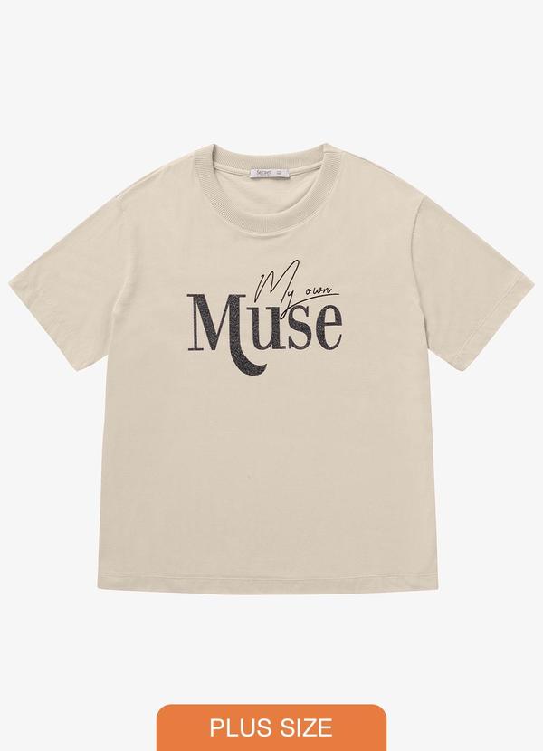 Secret Glam - Camiseta Feminina Plus Size Bege 1