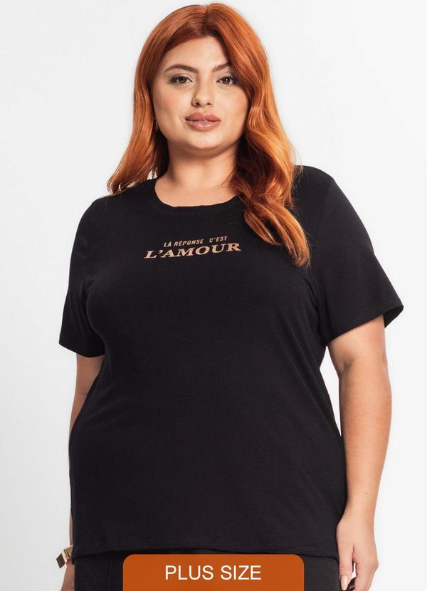 Secret Glam - Camiseta Feminina Plus Size Preto