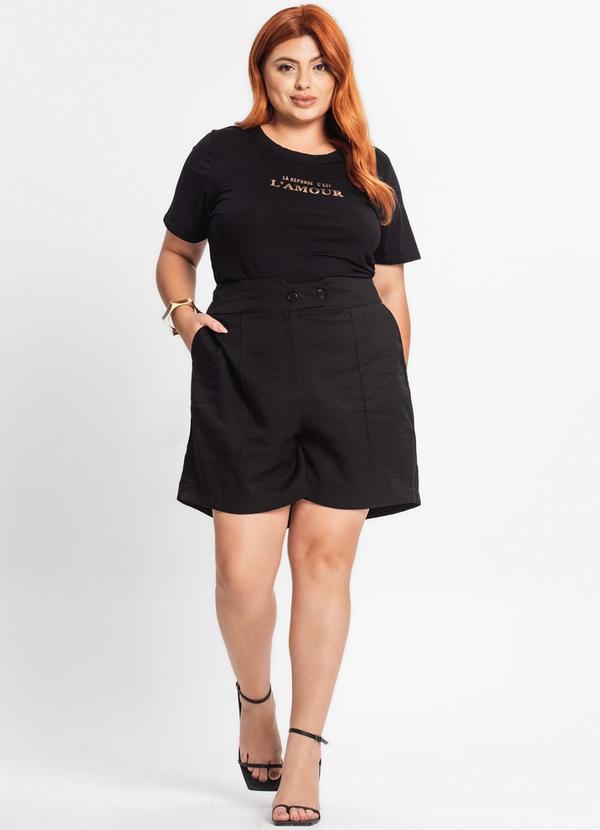 Secret Glam - Camiseta Feminina Plus Size Preto 3