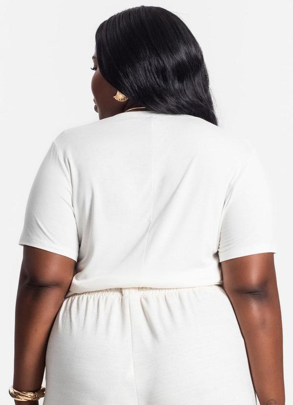 Secret Glam - Camiseta Manga Curta Estampada Bege 2