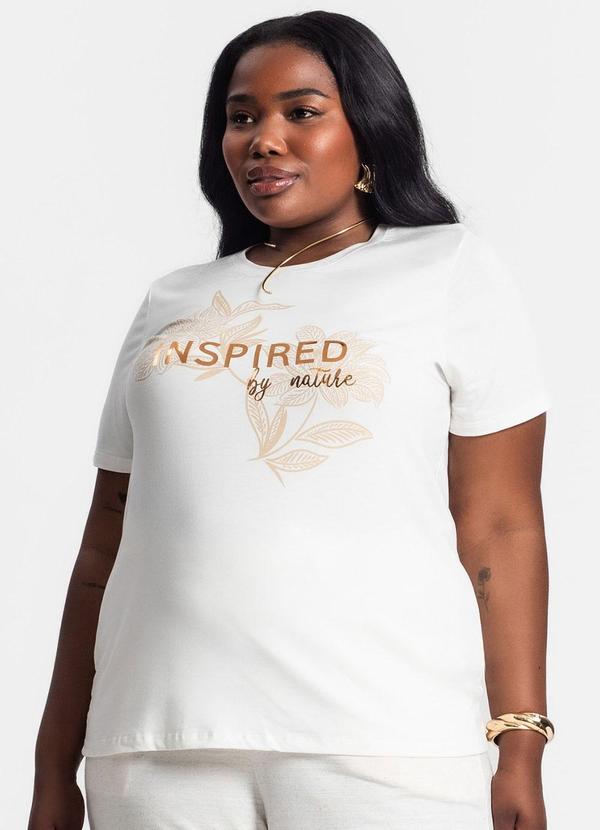 Secret Glam - Camiseta Manga Curta Estampada Bege 4