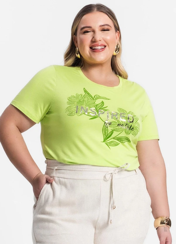 Secret Glam - Camiseta Manga Curta Estampada Verde 1