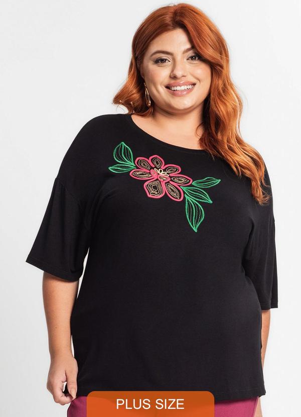 Secret Glam - Camiseta Manga Curta Plus Size Preto