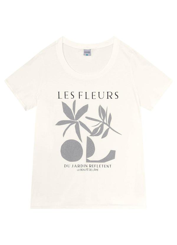 Malwee Plus - Camiseta Off White Les Fleurs em Malha 3