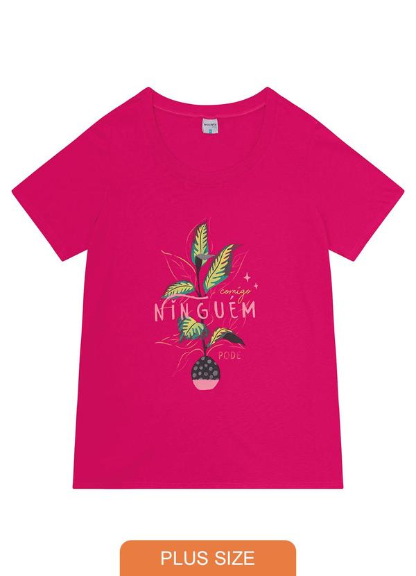 Malwee Plus - Camiseta Rosa Pink Ninguém em Malha