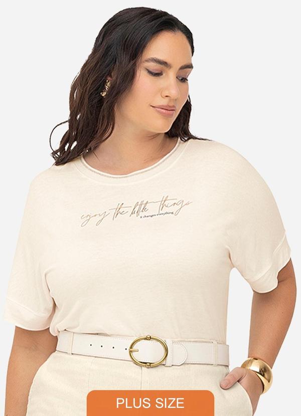 Secret Glam - T- Shirt Feminina Manga Curta Bege