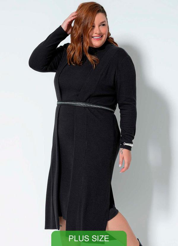 Cativa Plus Size - Cardigã Canelado Plus Size Comfy Cinza 1