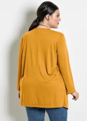 Marguerite - Cardigã com Pontas Plus Size Amarelo - MARGUERITE