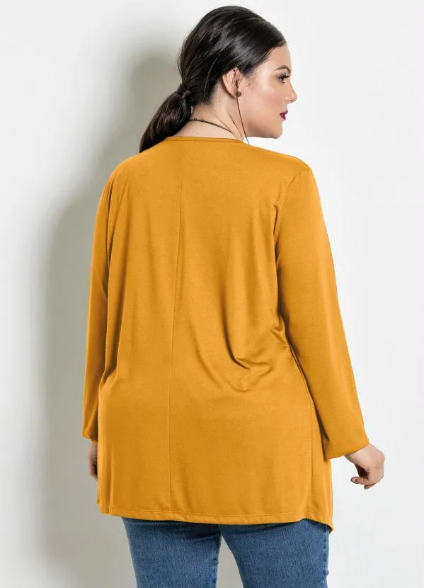 Marguerite - Cardigã com Pontas Plus Size Amarelo 2