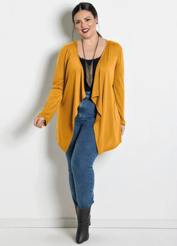 Marguerite - Cardigã com Pontas Plus Size Amarelo 3