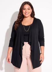 Cardig� com Pontas Plus Size Preto