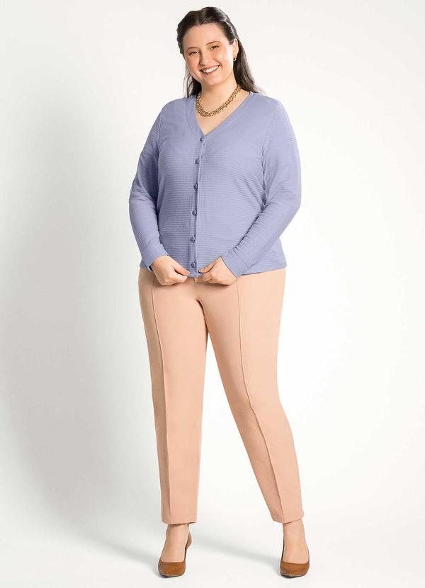 Habana - Cardigã Feminino Plus Size Confortável Azul 2