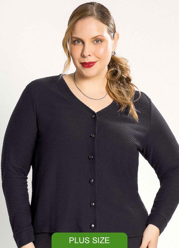 Habana - Cardigã Feminino Plus Size Confortável Preto