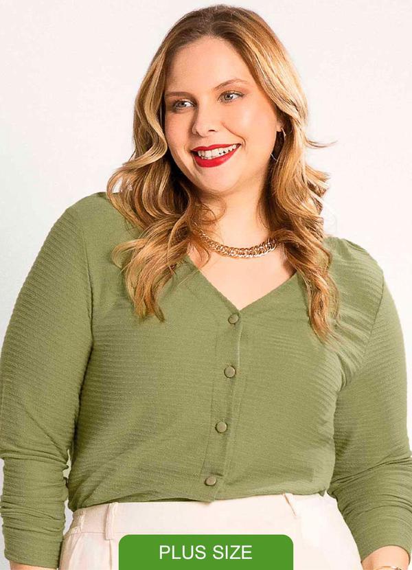 Habana - Cardigã Feminino Plus Size Confortável Verde
