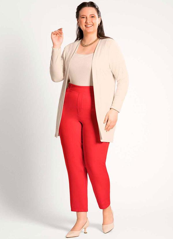 Habana - Cardigã Feminino Plus Size Estiloso Bege 2