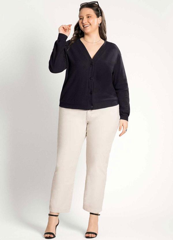 Habana - Cardigã Feminino Plus Size Moderno Preto 2