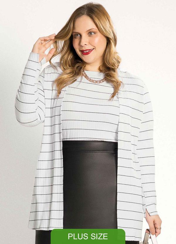 Habana - Cardigã Feminino Plus Size Versátil Branco