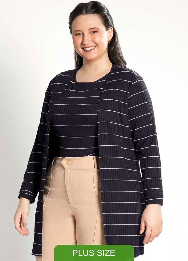 Habana - Cardigã Feminino Plus Size Versátil Preto
