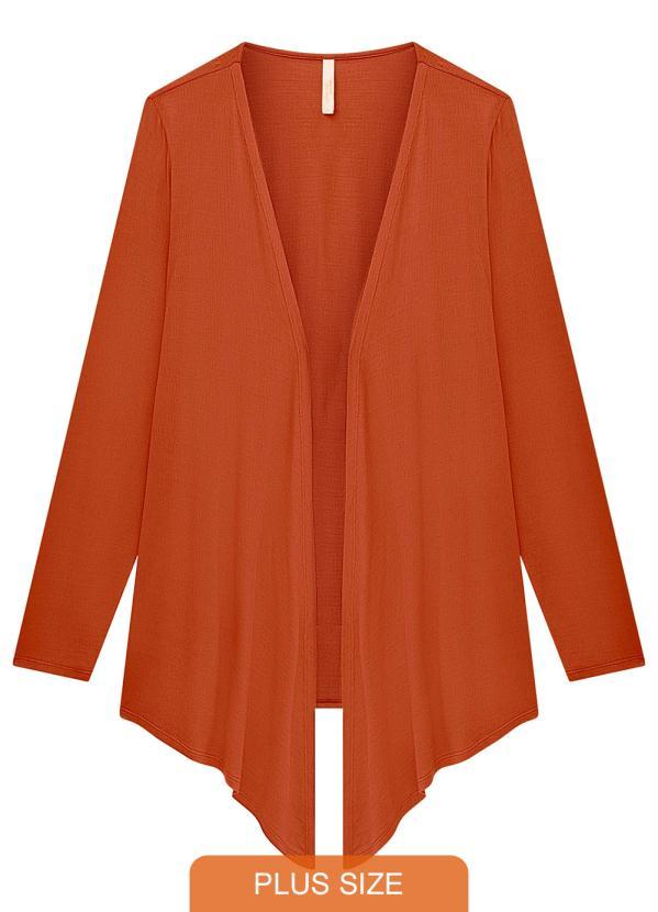 Lunender Mais Mulher - Cardigã Plus Size em Malha Assimétrico Laranja