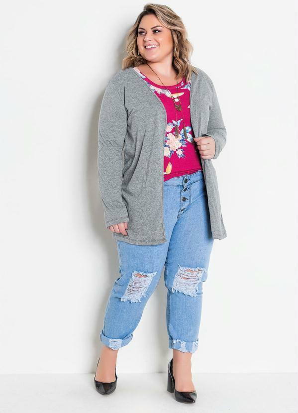 Marguerite - Cardigan Alongado Mescla Plus Size 4