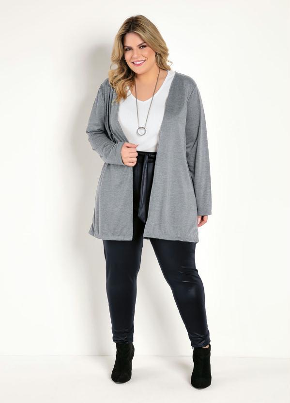 Marguerite - Cardigan Alongado Mescla Plus Size 2