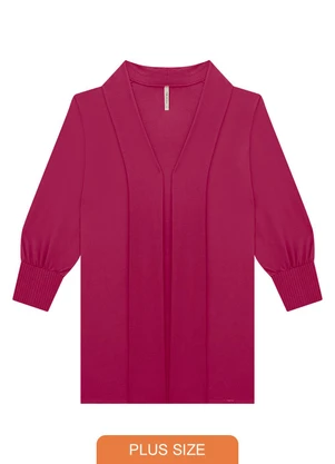 Lunender Mais Mulher - Cardigan Alongado Plus Size com Manga Bufante Rosa - LUNENDER MAIS MULHER