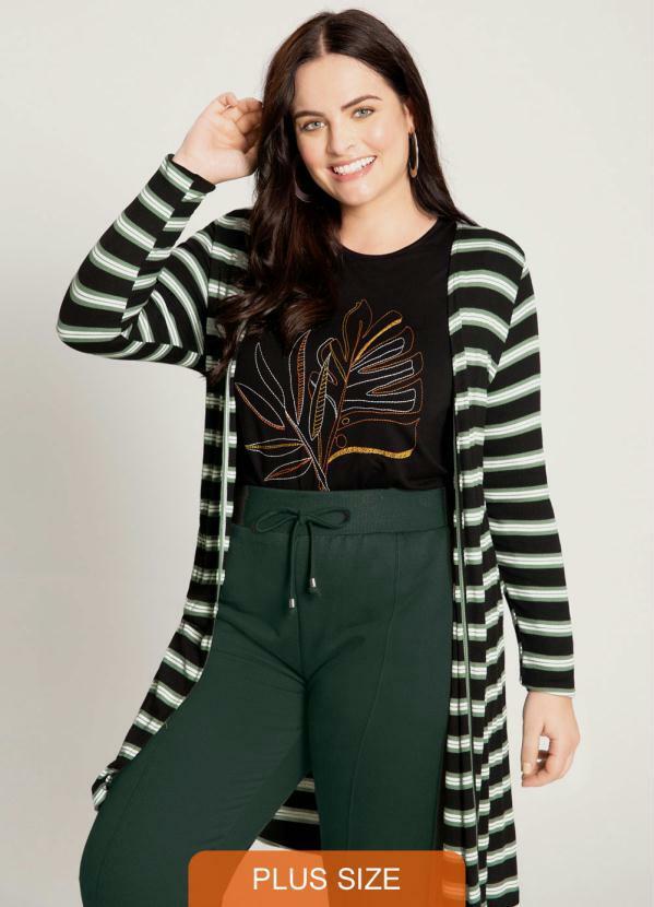 Lunender Mais Mulher - Cardigan Alongado Plus Size Verde