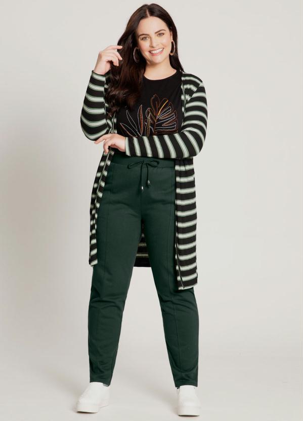 Lunender Mais Mulher - Cardigan Alongado Plus Size Verde 3