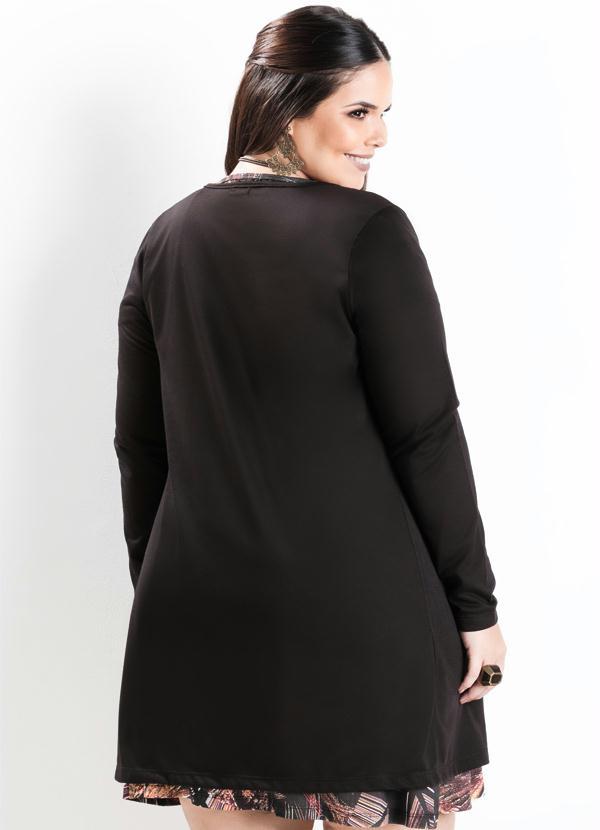 Marguerite - Cardigan Alongado Preto Plus Size 2