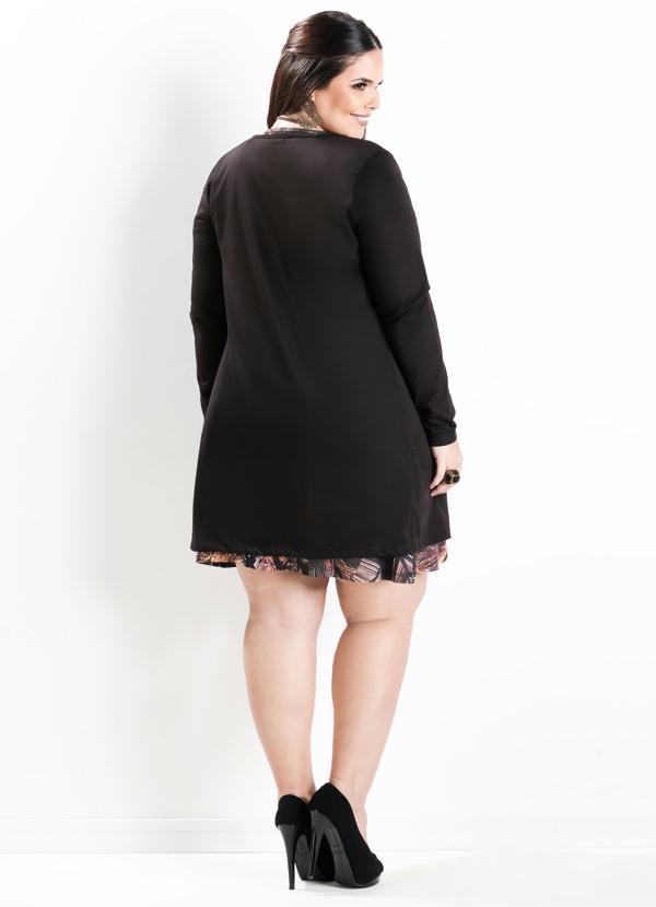 Marguerite - Cardigan Alongado Preto Plus Size 4