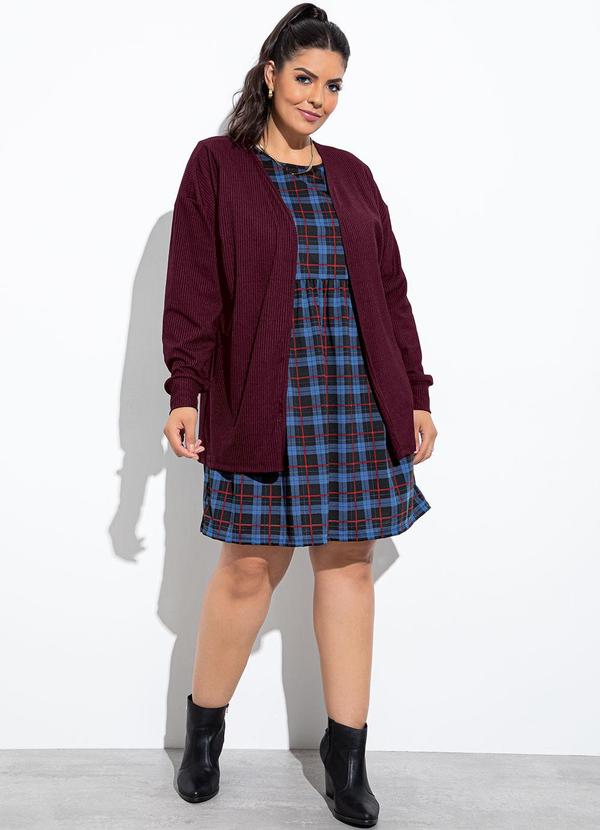 Marguerite - Cardigan Bordô em Ribana Canelada