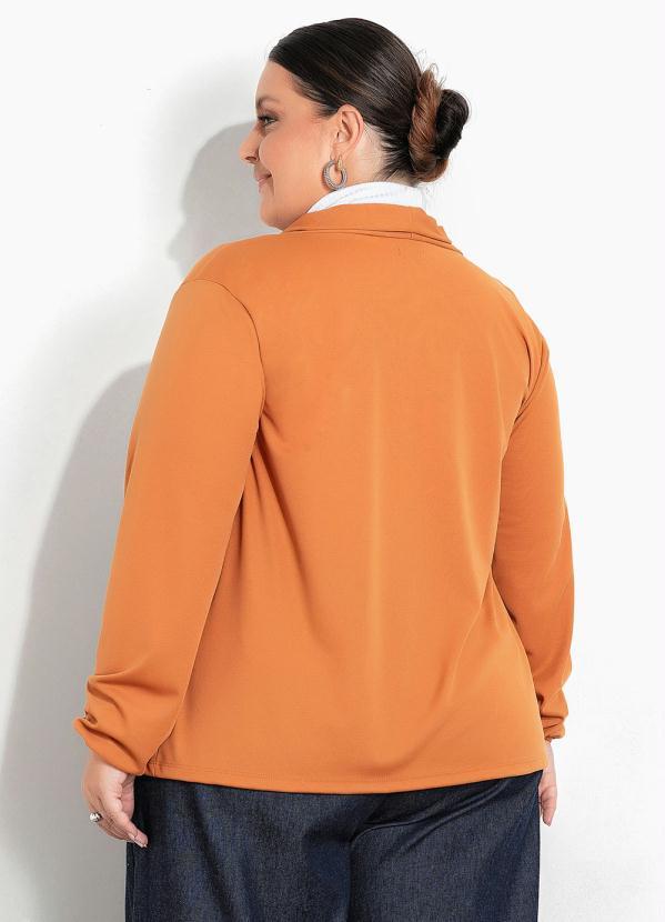 Marguerite - Cardigan Caramelo com Mangas Plus Size 3