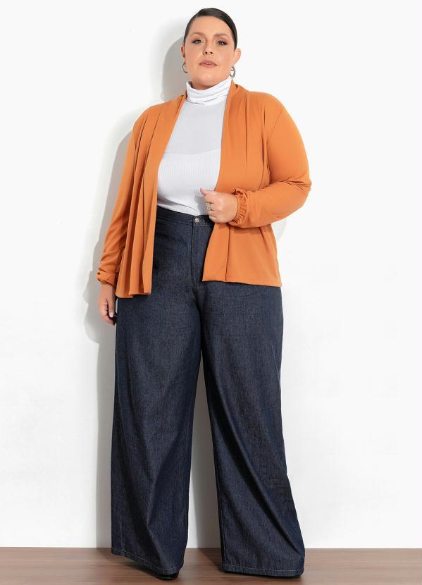 Marguerite - Cardigan Caramelo com Mangas Plus Size 2