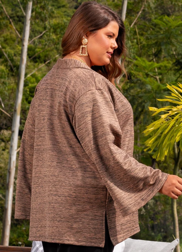 Marguerite - Cardigan Caramelo em Moletinho Rajado 3