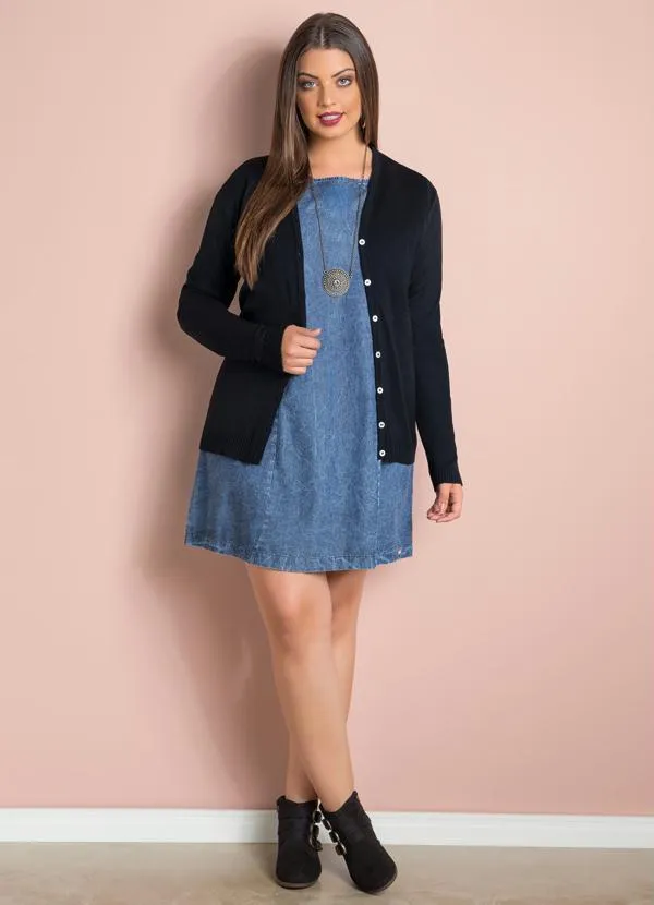 Quintess - Cardigan de Tricô Preto Plus Size 3