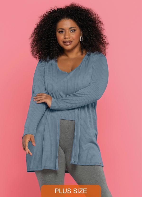 Maelle - Cardigan e Regata Feminino Adulto Azul