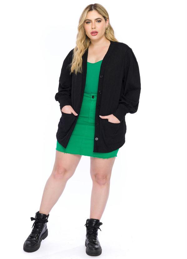 Lisamour - Cardigan em Tricot Losango Preto 3