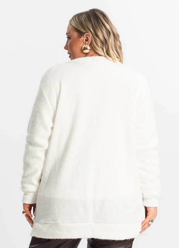 Secret Glam - Cardigan Feminino Plus Size em Tricot Bege 2